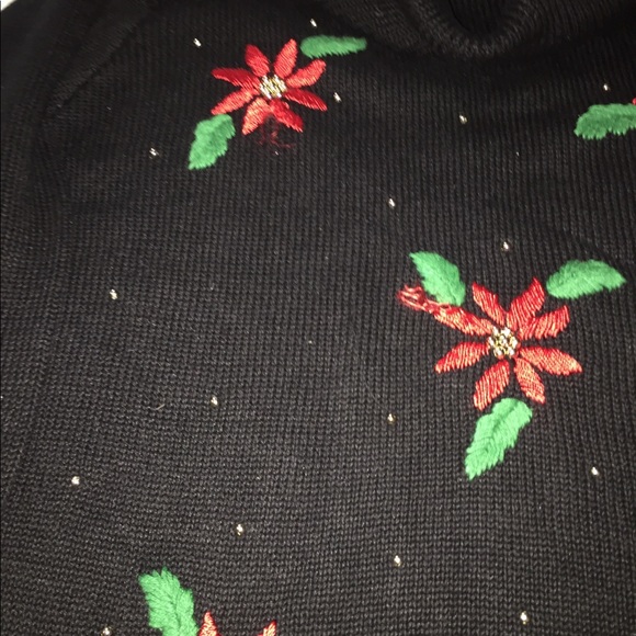 Christmas poinsettias sweater m / tall - Picture 8 of 8